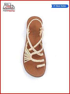 Handwoven Nylon Strap Flat Beach Sandals Women Comfort Summer Travel